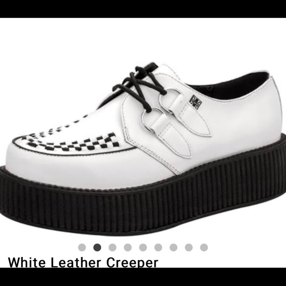 T.U.K White Leather Creepers